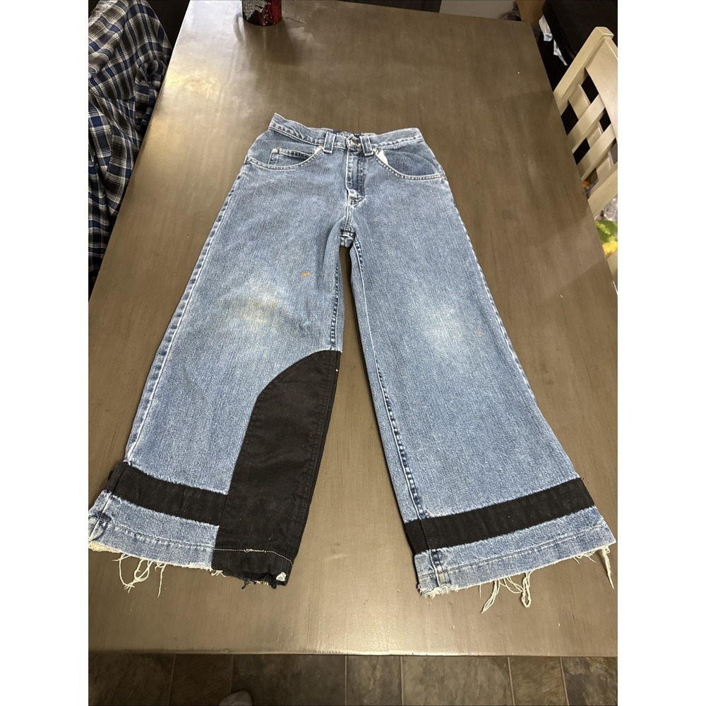 Vintage Lee Pipes Jeans Youth Medium 24x24 Black Baggy 90s Skater Grunge Y2K BMX